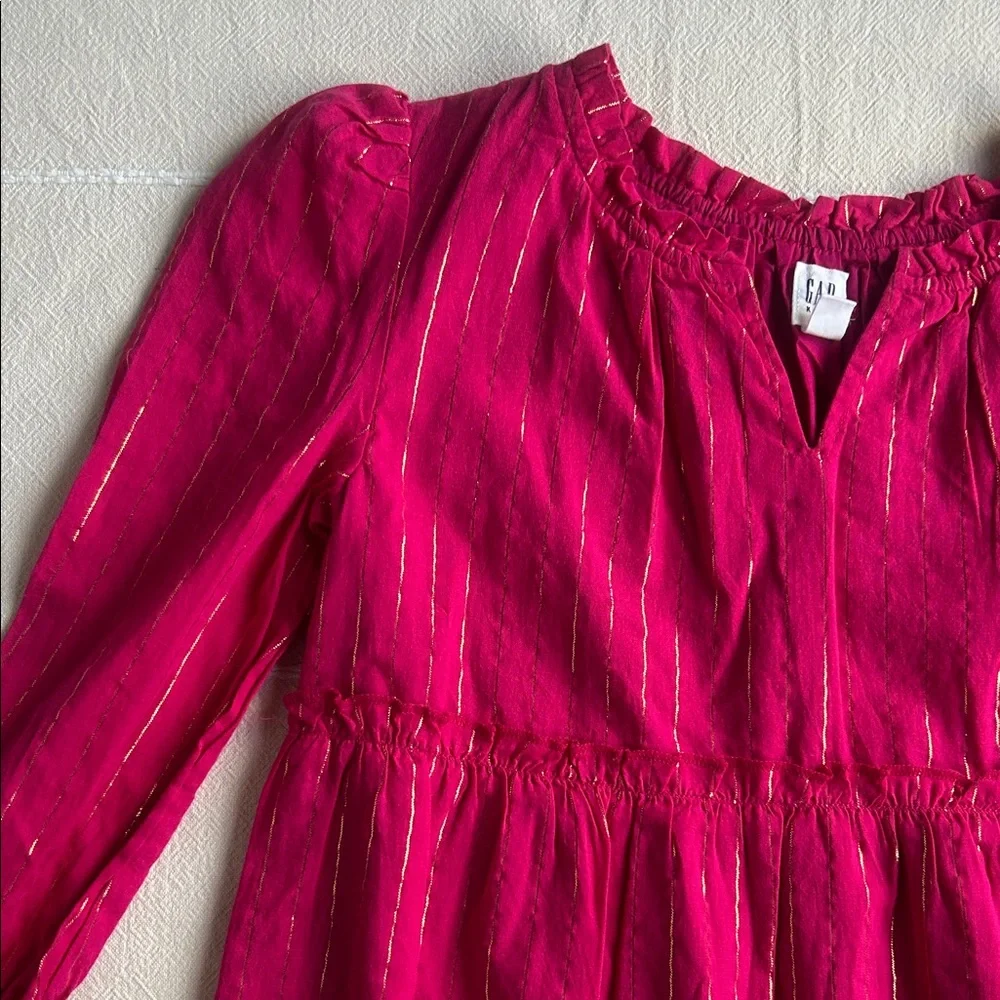 GAP Girls long sleeve Pink & gold stripe Dress